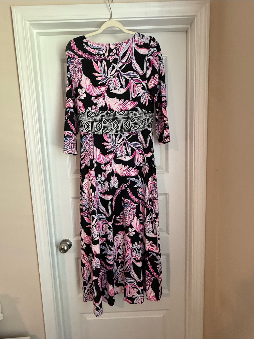 Lilly Pulitzer Fleuris Black and Pink Floral Midi Dress - Picture 2 of 5